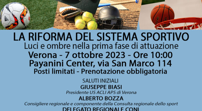 Convegno “La riforma del sistema sportivo” – 7 ottobre 2023